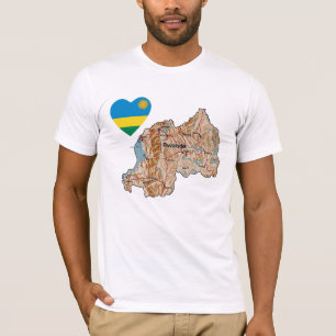 Rwanda Flag Heart en Map T-Shirt