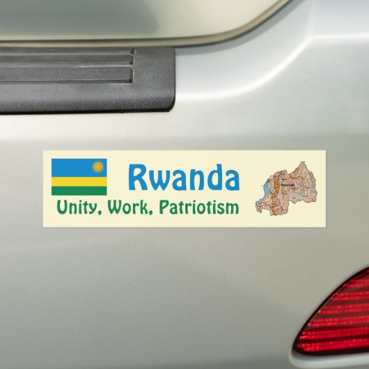 Rwanda Flag + Map Bumpersticker (Op auto)