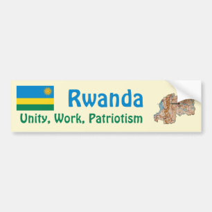 Rwanda Flag + Map Bumpersticker