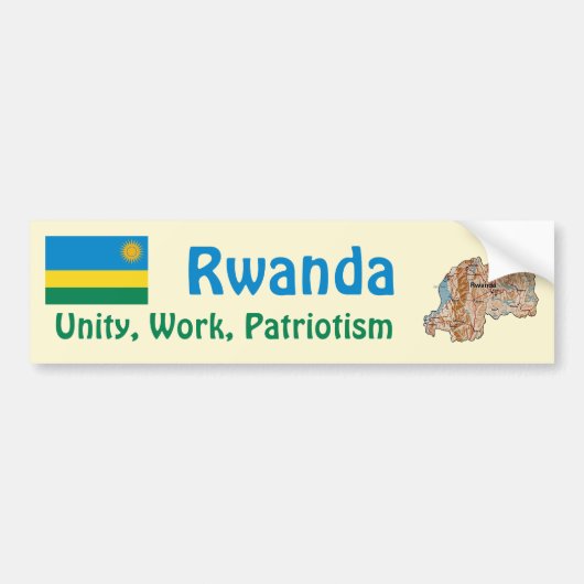 Rwanda Flag + Map Bumpersticker (Voorkant)
