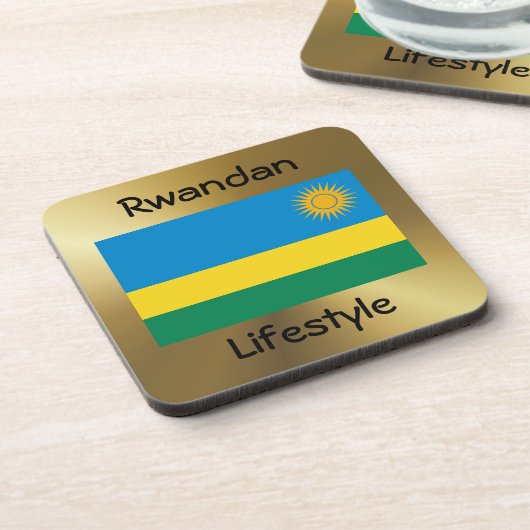 Rwanda Flag+Text Onderzetter (Linkerzijde)
