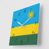 Rwanda Flag Vierkante Klok (Hoek)