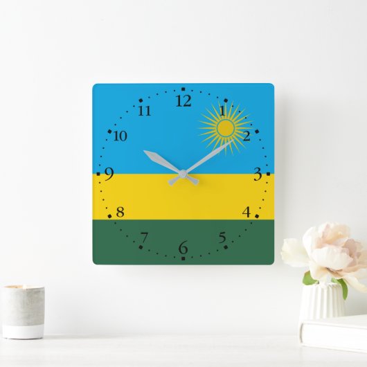 Rwanda Flag Vierkante Klok (Huis)