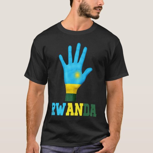 RWANDA Hand Up Flag  I Love RWANDA Travel T-shirt (Voorkant)