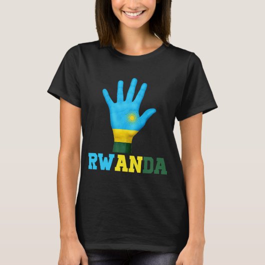 RWANDA Hand Up Vlag I Love RWANDA Travel T-shirt (Voorkant)