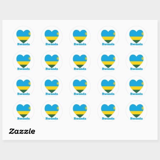Rwanda Heart Flag Ronde Sticker (Vel)