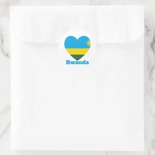 Rwanda Heart Flag Ronde Sticker (Tas)