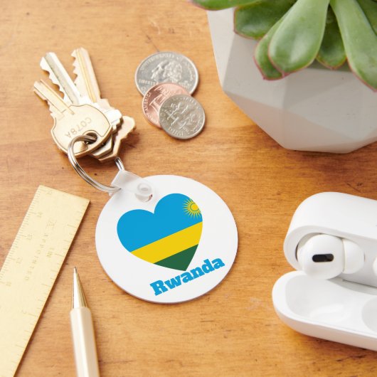 Rwanda Heart Flag Sleutelhanger (Bureau)