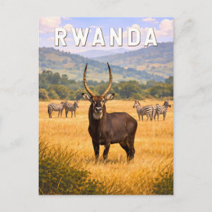 Rwanda Illustratie Reis Kunst Vintage Briefkaart