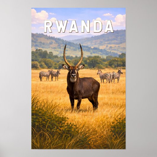 Rwanda Illustratie Reis Kunst Vintage Poster (Voorkant)