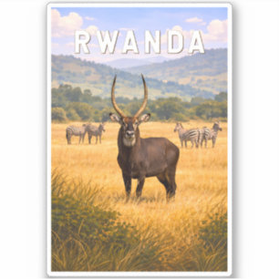 Rwanda Illustratie Reis Kunst Vintage Sticker