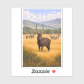 Rwanda Illustratie Reis Kunst Vintage Sticker (Vel)