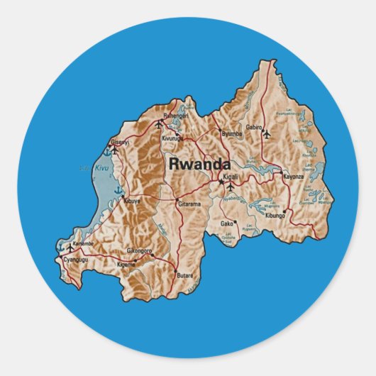Rwanda Kaart Sticker (Voorkant)