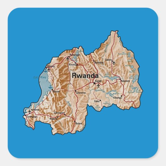 Rwanda kaart sticker (Voorkant)