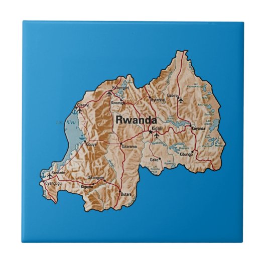Rwanda Kaart Tegels Tegeltje (Voorkant)