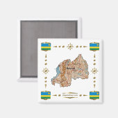 Rwanda Map + Flags Magnet (Voorkant / Achterkant)