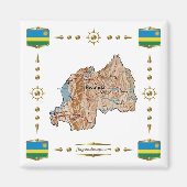 Rwanda Map + Flags Magnet (Voorkant)