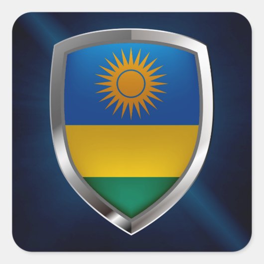 Rwanda Metallic Emblem Vierkante Sticker (Voorkant)
