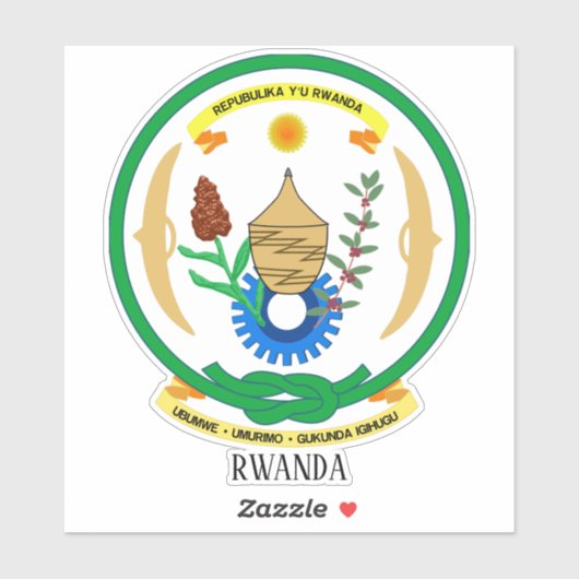 Rwanda Nationaal wapenschild Sticker (Vel)