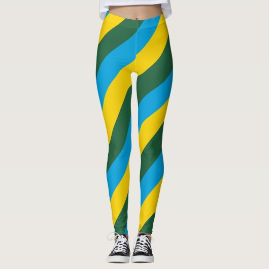 Rwanda Nationale vlag Kleuren Diagonaal gestreept Leggings (Voorkant)
