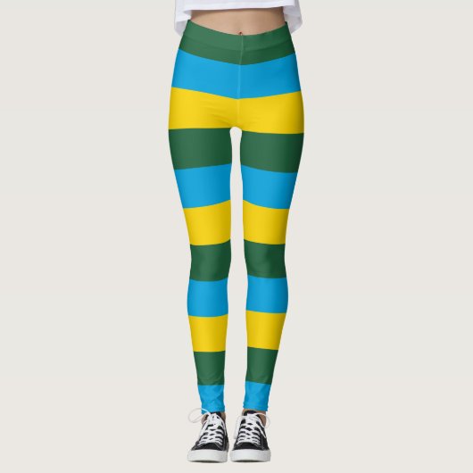 Rwanda Nationale vlag Kleuren horizontaal gestreep Leggings (Voorkant)