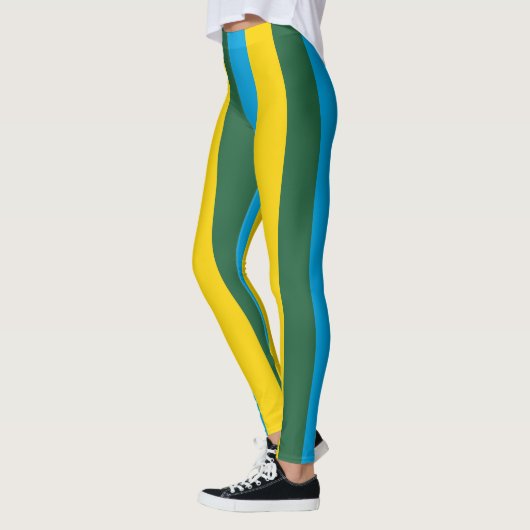 Rwanda Nationale vlag Kleuren Verticaal gestript Leggings (Links)