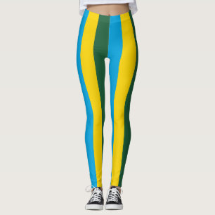 Rwanda Nationale vlag Kleuren Verticaal gestript Leggings