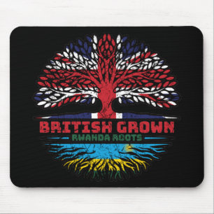 Rwanda Rwandese Brits UK Boomwortels Vlag Muismat