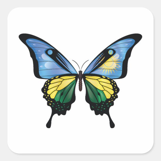 Rwanda Swallowtail Vlinder Vlag Vierkante Sticker (Voorkant)