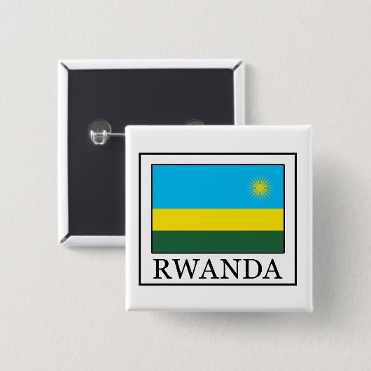 Rwanda-toets Vierkante Button 5,1 Cm (Voorkant /achterkant)