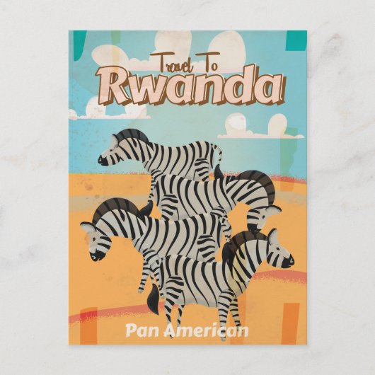 Rwanda vintage reisposter briefkaart (Voorkant)