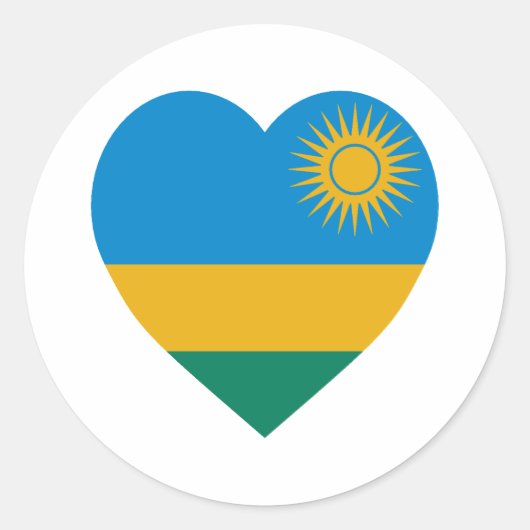 Rwanda Vlag Hart Ronde Sticker (Voorkant)