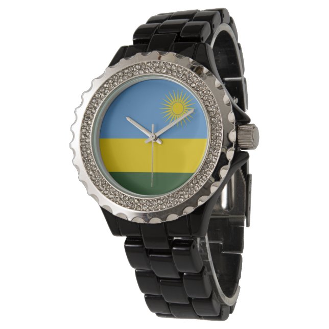 Rwanda vlag horloge (Gekanteld)