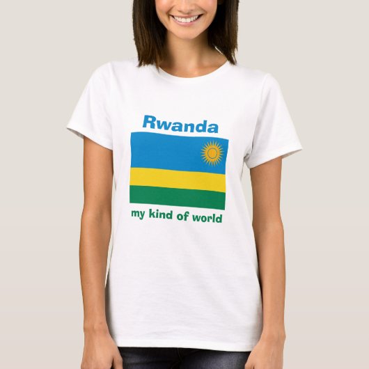 Rwanda Vlag + Kaart + Tekst T-shirt (Voorkant)