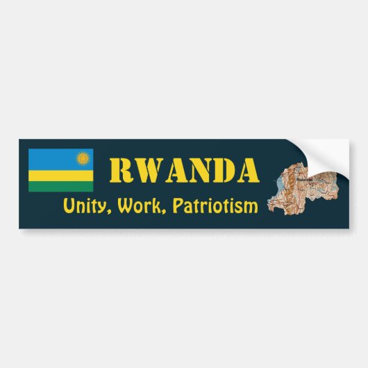 Rwanda Vlag + Landkaart Bumpersticker (Voorkant)