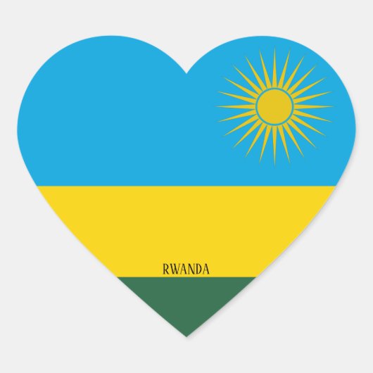 Rwanda Vlag Prachtig Patriottisch Hart Sticker (Voorkant)