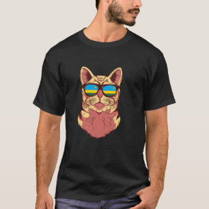 Rwanda Vlag Rwandese Kat Zonnebril Grappige Katten T-shirt