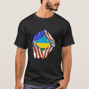 Rwanda Vlag USA Amerika Rwandese Trots Borst Rwand T-shirt