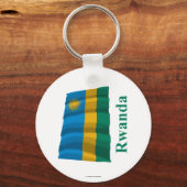 Rwanda Waving Flag met naam Sleutelhanger (Voorkant)
