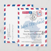 Rwanda Zuid-Afrika Airmail Wedding Save the Date Aankondigingskaart (Voorkant / Achterkant)