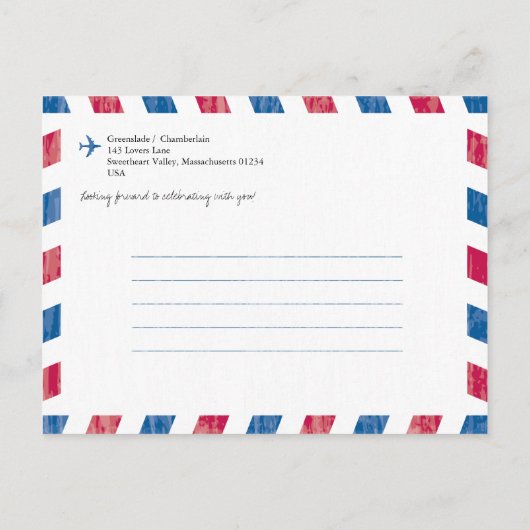 Rwanda Zuid-Afrika Airmail Wedding Save the Date Aankondigingskaart (Achterkant)