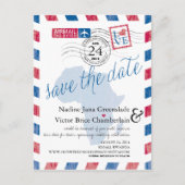 Rwanda Zuid-Afrika Airmail Wedding Save the Date Aankondigingskaart (Voorkant)