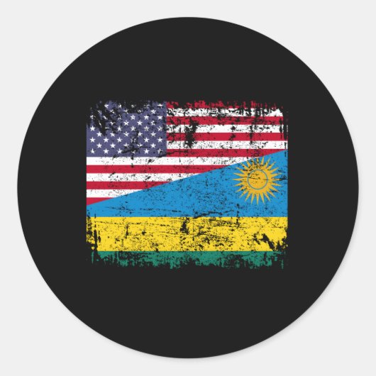 Rwandese roots Half Amerikaanse vlag VS Rwanda vla Ronde Sticker (Voorkant)