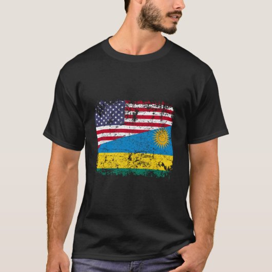 Rwandese roots Half Amerikaanse vlag VS Rwanda vla T-shirt (Voorkant)