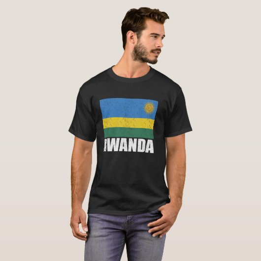 Rwandese vlag Grunge souvenir T-shirt (Voorkant volledig)