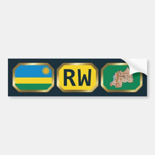 Rwandese vlag kaart code bumpersticker (Voorkant)