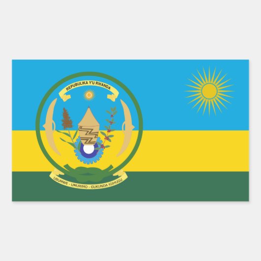 Rwandese vlag & zegel, Vlag van Rwanda Rechthoekige Sticker (Voorkant)