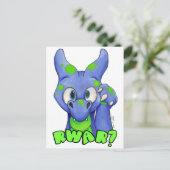 RWAR? (Blauw) Cute baby dragon roaring Briefkaart (Staand voorkant)
