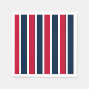 RWB Baseball Coord Stripes 1-PAPIER PARTY NAPKINS Servetten