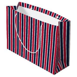 RWB Baseball Coordinating Stripes 1-GIFT BAG L Large Cadeautasje